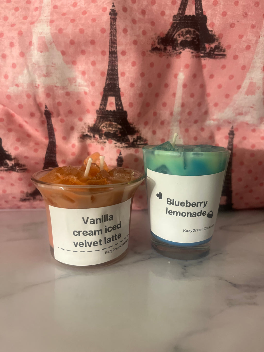 1.7 & 2.5oz Blueberry Lemonade🫐🍋 & Vanilla Cream Iced Velvet Latte