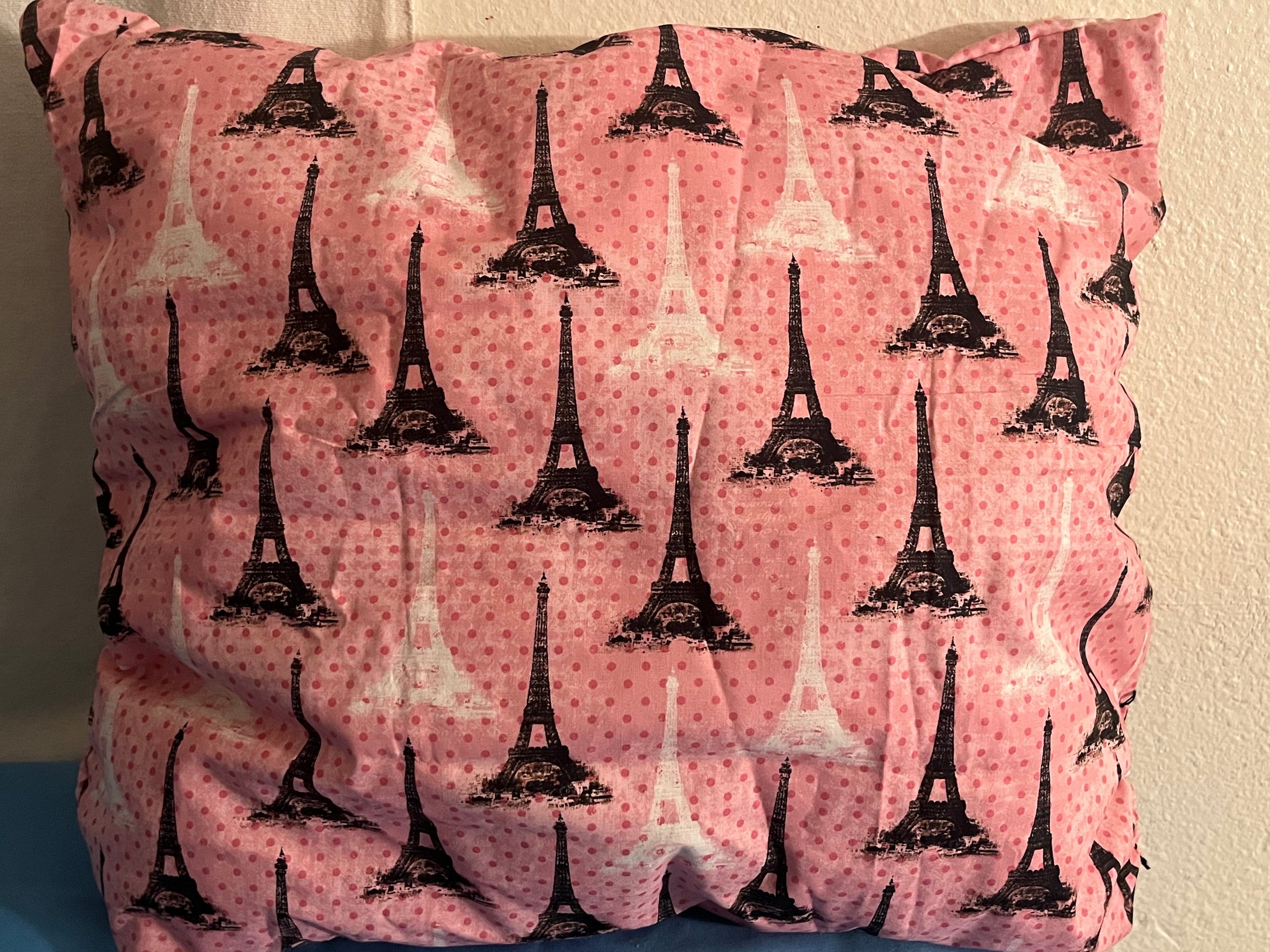 Kids Single Fabric Pink & Black Eiffel Tower Pillow