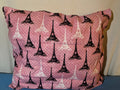 Kids Single Fabric Pink & Black Eiffel Tower Pillow
